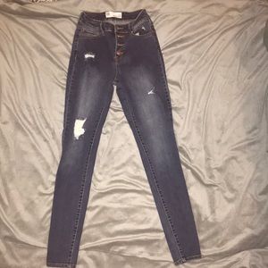 High waisted ripped skinny jeans